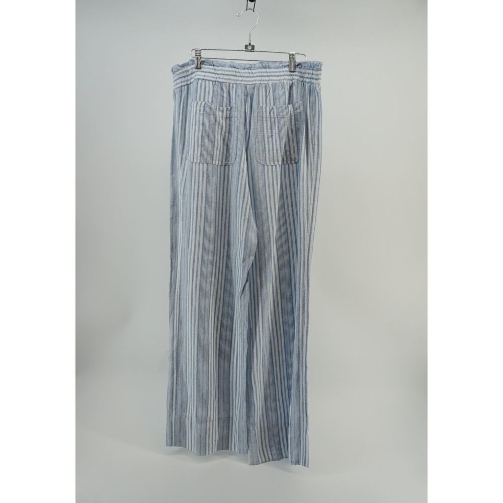 NWT Jolt Striped Wide Leg Pants Coastal Linen Blend Nautical Blue White sz‎ L - Picture 4 of 6